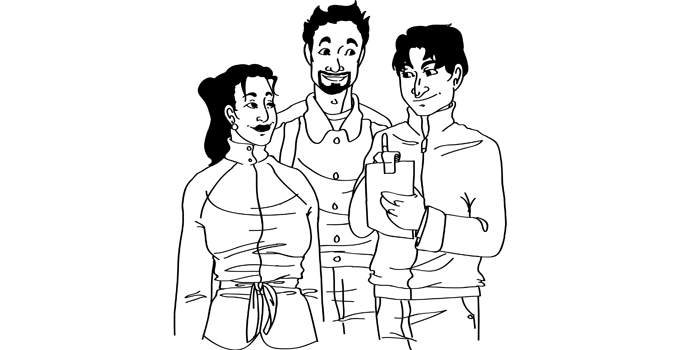 All three people (Amanda, Denis, Tony standing together