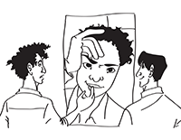 Josh and Denis looking at Kissin poster