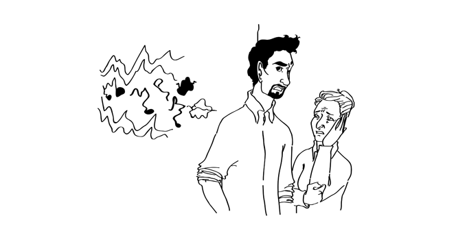 ZS and Tony hearing loud music from the other side of the wall