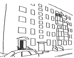 exterior of Josh's apartment building