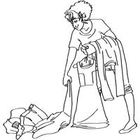 Person cleaning a room