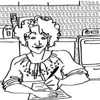Person writing at home