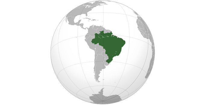 globe with Brazil highlighted