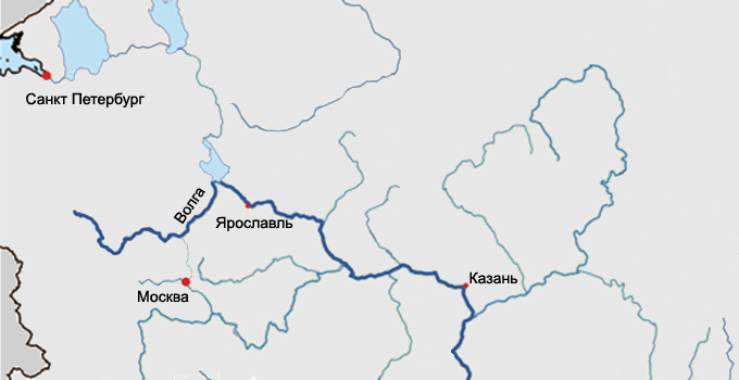 map of reiver system in eastern Russian with Volga highlighted